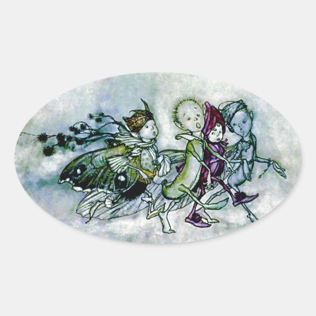 A Midsummer Night's Dream Fairies Oval Sticker (Front)