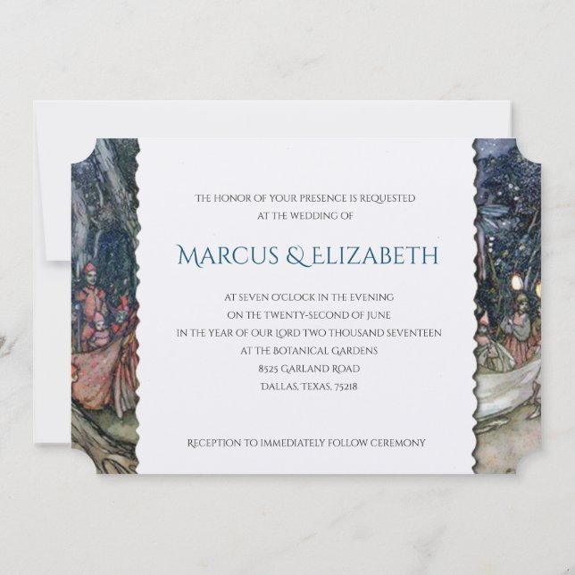 A Midsummer Night's Dream Wedding Invitation (Back)