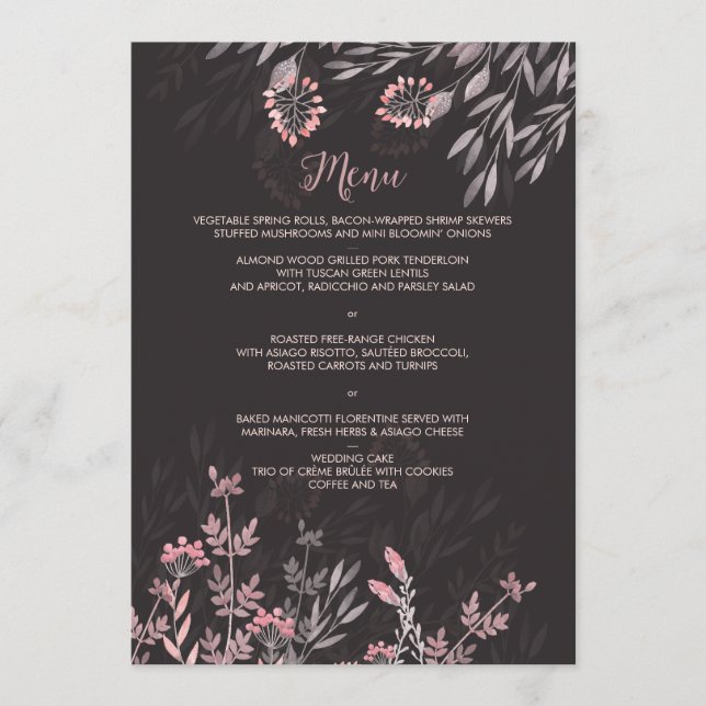 A Midsummer Night's Dream Wedding Menu (Front)