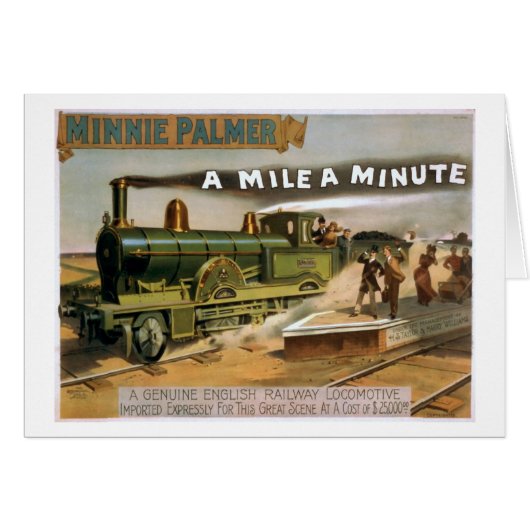 "A Mile a Minute" Vintage Theatre Train Poster Cards (Front Horizontal)