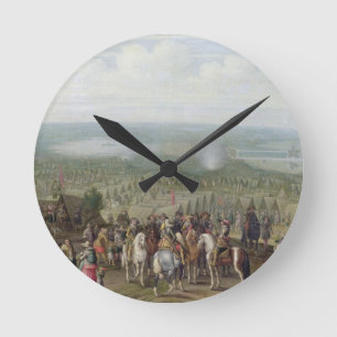 A Military Encampment with Militia on Horses, Troo Round Clock