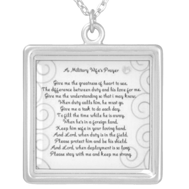 A Military Wifes prayer Silver Plated Necklace (Front)