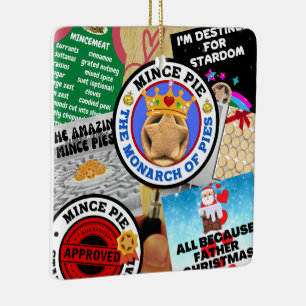 A Mince Pie Montage under the Magnifying Glass Ceramic Ornament