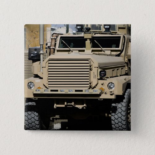 A mine_resistant ambush_protected vehicle pinback button