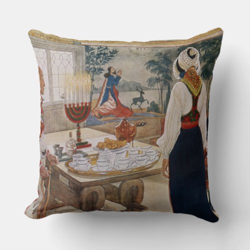 A Miners Cottage from a commercially printed por Throw Pillow