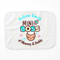 A Mini-Boss of Mommy & Daddy Personalized Baby Burp Cloth A Mini-Boss of Mommy & Daddy Personalized Baby Burp Cloth