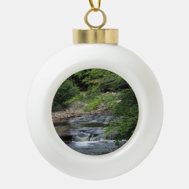 A Miniature Waterfall Ceramic Ball Christmas Ornament (Front)