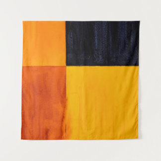 A minimalist abstract painting; textured blocks of tapestry