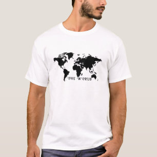 A Minimalist Black and White World Map T-Shirt