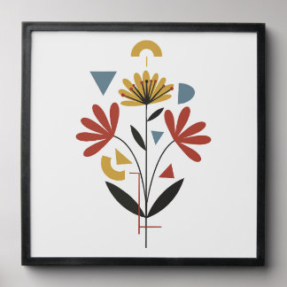 A minimalist mid-century modern floral illustratio peel and stick photo tile