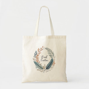 A minimalist pattern of Leafy Round frame Tote Bag