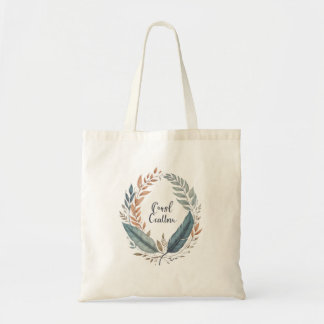 A minimalist pattern of Leafy Round frame Tote Bag