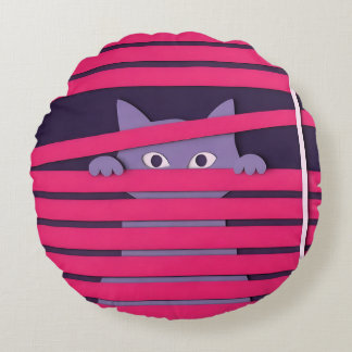 A minimalist stylized cat  round pillow
