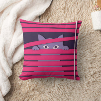 A minimalist stylized cat  throw pillow