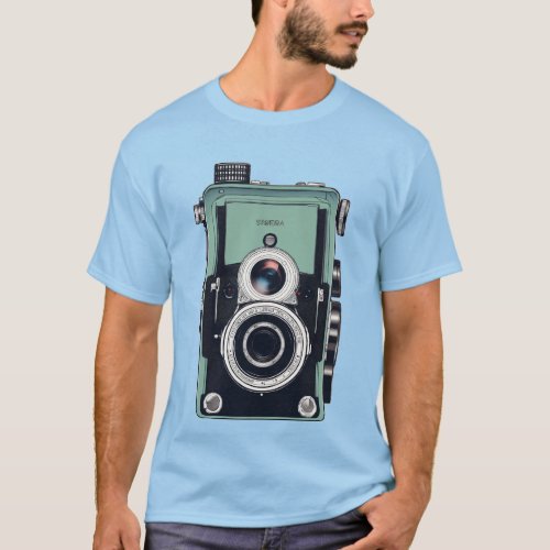 A minimalistic illustration of a vintage camera  T_Shirt