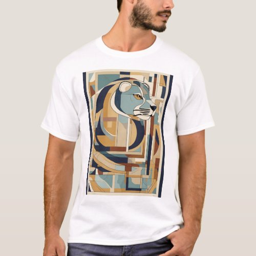 A minimalistic lion face logo design  T_Shirt