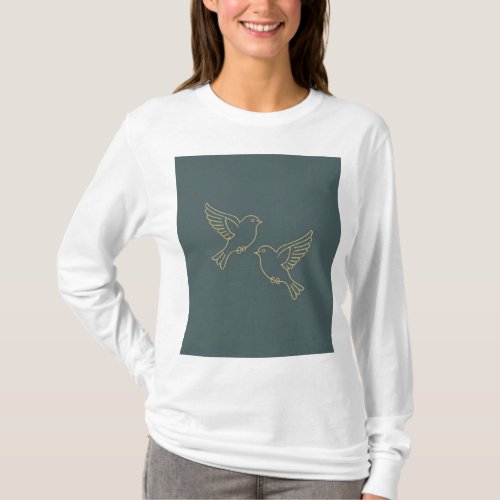 A minimalistic pictorial mark of two flying sparro T_Shirt