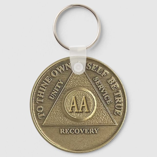 A Miracle Happened CUSTOM DATE Sober AA on Coin Keychain (Front)