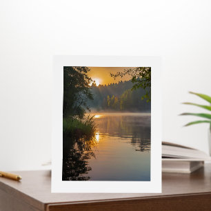 A misty morning on a tranquil lake foam board