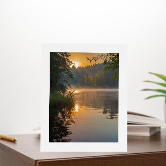 A misty morning on a tranquil lake foam board
