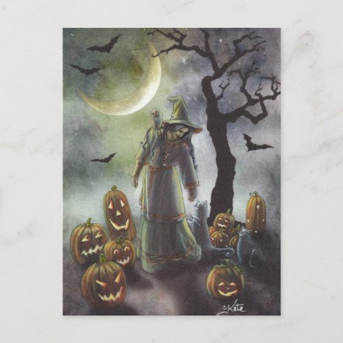 A misty walk at Halloween Postcard