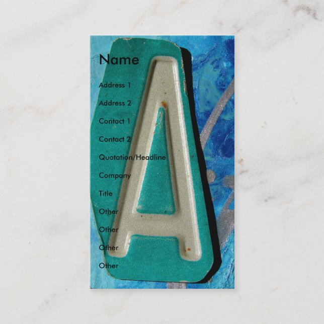 "A"  Mixed Media Business Card (Front)