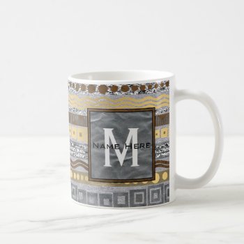 A Mixed Metals Monogram Unique Pattern Home Office Coffee Mug by ArtfulDesignsByVikki at Zazzle