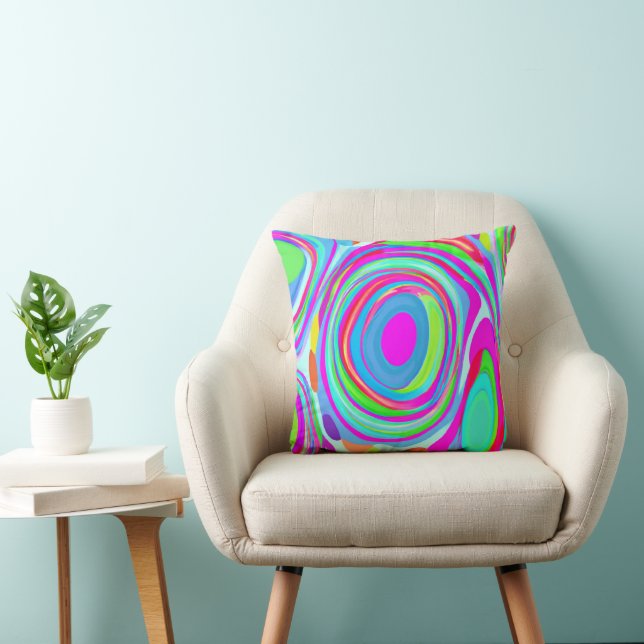 A Mixture of Colorful Patterns Art Throw Pillow (Chair)