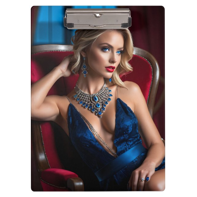 A model pose is a woman who is modeling a piece of clipboard (Front)