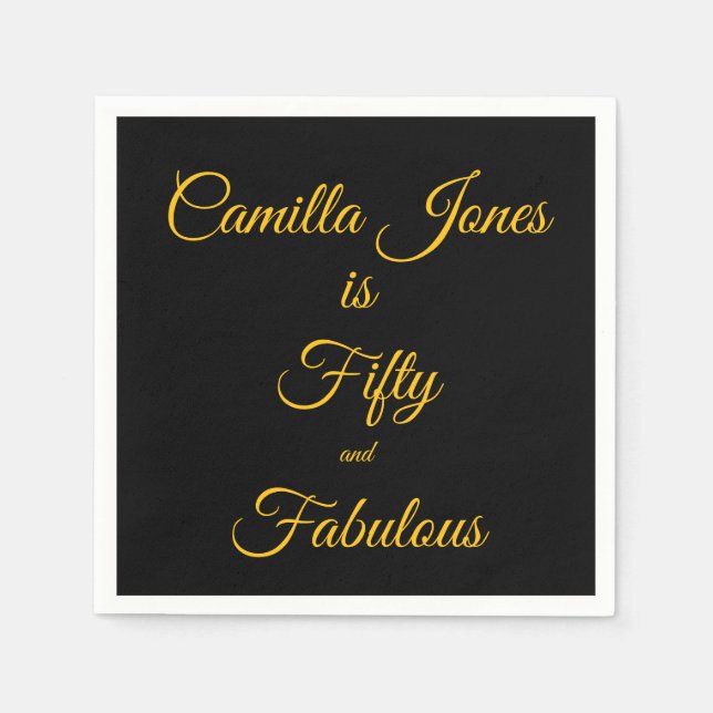 A modern, 50th Birthday custom invitation Napkins (Front)