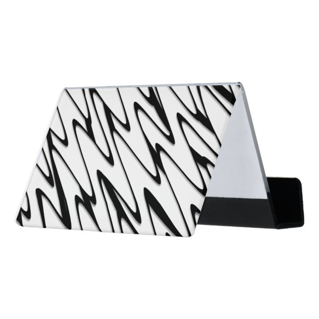 A Modern Abstract Energetic Line Art  Desk Business Card Holder (Angled Back)