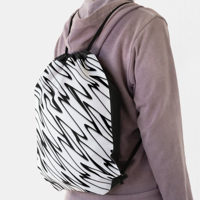 A Modern Abstract Energetic Line Art  Drawstring Bag (Insitu)