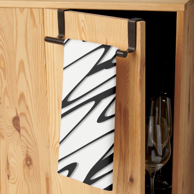A Modern Abstract Energetic Line Art  Kitchen Towel (Thirds Fold)