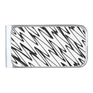 A Modern Abstract Energetic Line Art Silver Finish Money Clip