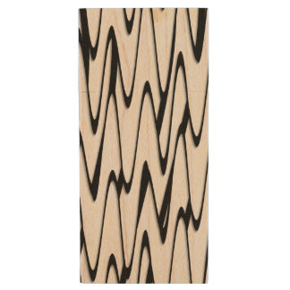 A Modern Abstract Energetic Line Art Wood Flash Drive
