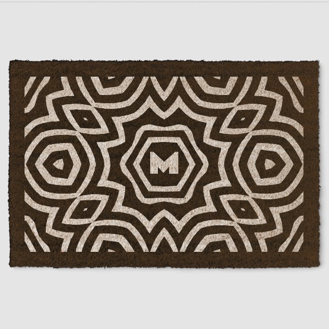 A Modern Abstract Pattern with Initial Fiber Doormat (Front)