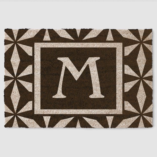 A Modern Abstract with Large Initial Coir Fiber Doormat (Front)