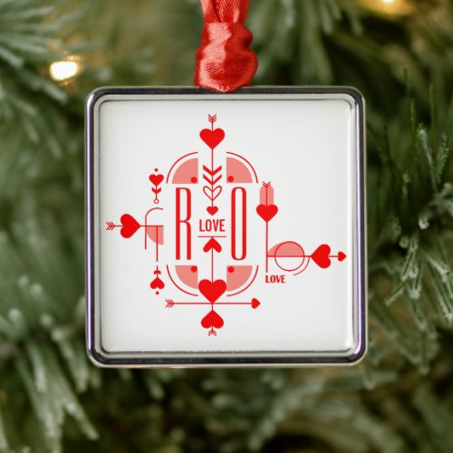 A modern and romantic monogram initial design metal ornament