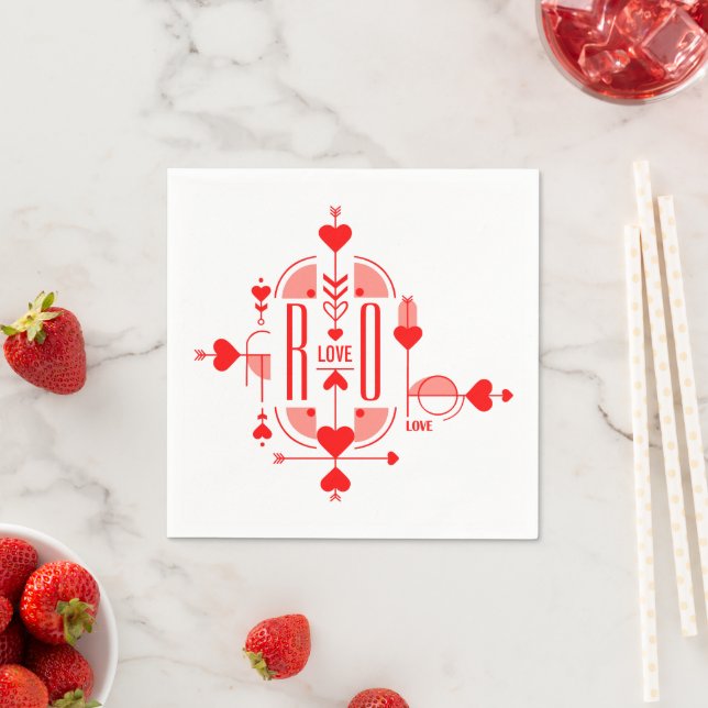 A modern and romantic monogram initial design napkins (Insitu)
