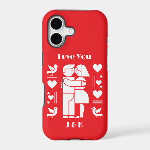 A modern Bauhaus personalized Valentine’s Day iPhone 17 Case