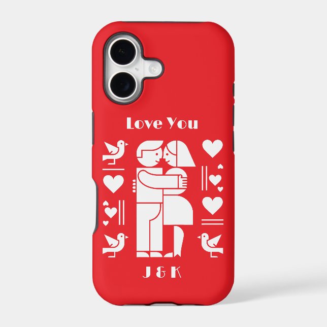 A modern Bauhaus personalized Valentine’s Day Case-Mate iPhone Case (Back)