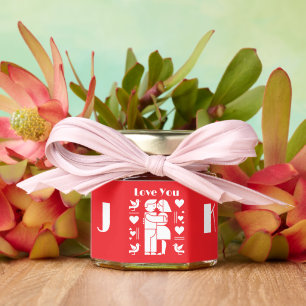 A modern Bauhaus personalized Valentine’s Day Honey Jar Favors