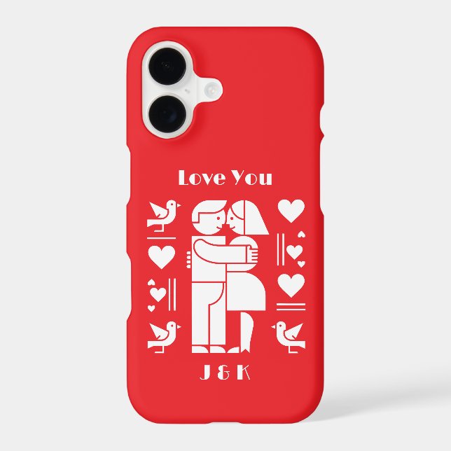 A modern Bauhaus personalized Valentine’s Day iPhone Case (Back)