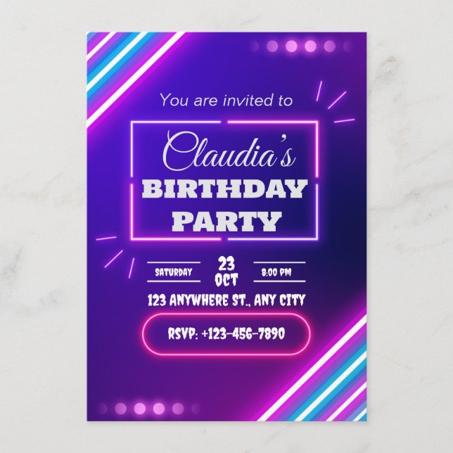 A modern birthday celebration invitation (Front)
