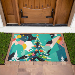 A modern christmas tree illustration 1 - Doormat