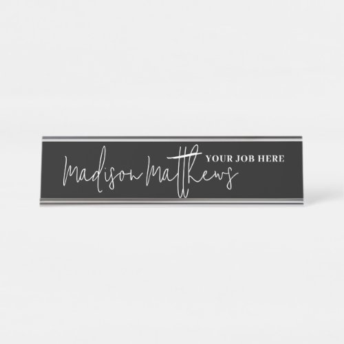 A modern minimalist handwritten script typography desk name plate