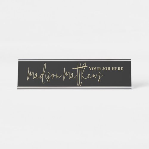 A modern minimalist handwritten script typography desk name plate