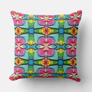 A modern multicolor all over fabric print pattern throw pillow