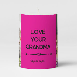 A Modern Photo Collage Pillar Candle for Grandma