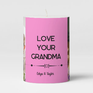 A Modern Photo Collage Pillar Candle for Grandma